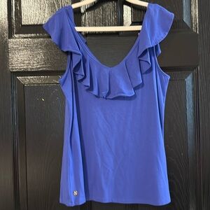 Lilly Pulitzer blue ruffle alessa top NWT
